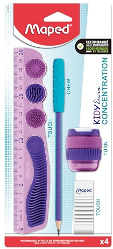 Maped - Set 4 pièces Kidy Learn Concentration Violet - Taille-crayons