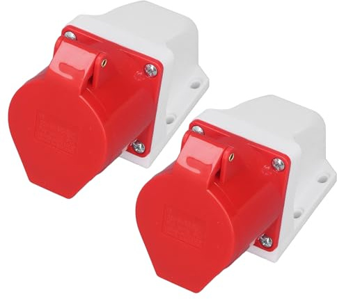 MasYosh Enchufe Industrial, 5 Pines IP44 Impermeable 32A 220 380V 240 415V Conector de Enchufe Trifásico Montado en Superficie, con Contactos de Latón, para Taller de Electricidad