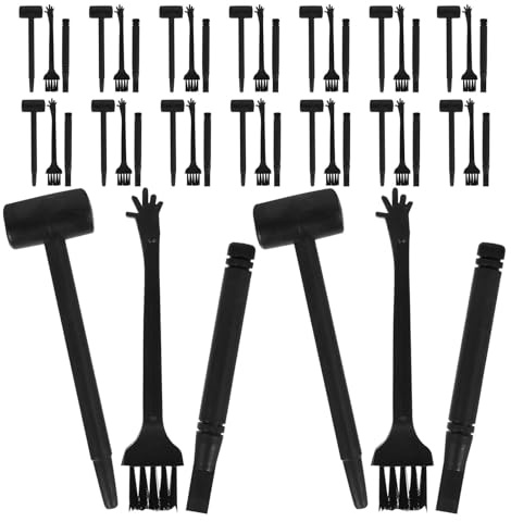 Set de Arqueología para Niños con 20 Piezas de Plástico Negro | Martillo, Cincel y Cepillo Incluidos, Uso en Aula y Hogar, Exploración Educativa y Juego de Excavación