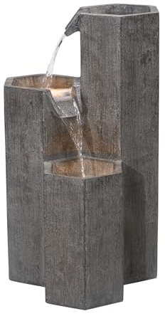 Alpine Corporation 25 Tall Indoor/Outdoor 3-Tier Hexagonal Columns Fountain with LED Lights