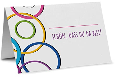 Partycards Tischkarten Geburtstag, Tischkarten Hochzeit, Tischdeko Hochzeit, Hochzeitsdeko Tisch - 50 Stück, Namensschilder, DIN A7, Platzkarten Kommunion, Namenskarten Konfirmation, Taufe