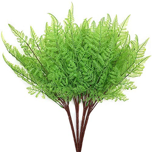 LOVENIMEN Arbustos artificiales, plantas de plástico, hojas de helecho, hierba persa, simulación de arbustos falsos, al aire libre, interior, hogar, jardín, terraza, cocina, mesa, centros de mesa,