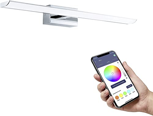 EGLO connect.z Smart-Home LED Spiegelleuchte Tabiano-Z, L 60,5 cm, ZigBee, App und Sprachsteuerung Alexa, Lichtfarbe einstellbar (warmweiß-kaltweiß), RGB, dimmbar, Bad Wandlampe, IP44