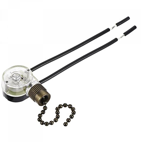 sourcing map Pull Chain Switch On-Off Speed Replacement ZE-109 for Ceiling Fan Lamp Light Clear Bronze Pack of 3