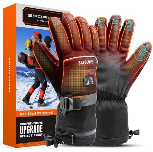 Heated Gloves for Men Women, Rechargeable 7.4V 5000mAh Hand Warmer Battery Electric Heating Ski Gloves for Skiing Hiking Motorcycling (L)