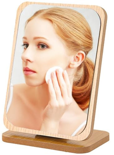 XFLYP Miroir de table portable pour comptoir de salle de bain, miroir de maquillage avec support, miroir rectangulaire transparent sur pied (vertical)