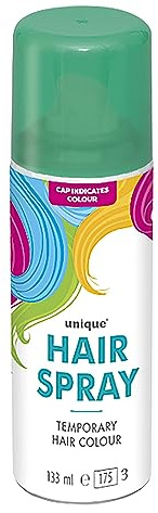 Temporary Hair Color Spray Wash Out Washable Party Fancy Dress Up Accessories Party Halloween Hairspray 133ml (Green HairSpray, 1)