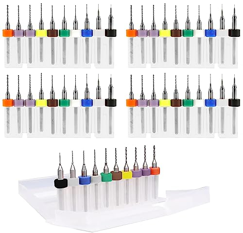 Lot de 40 micro forets PCB 0,1 mm à 1,0 mm, tige en spirale en carbure d'acier tungstène flute CNC pour gravure, circuits imprimés, bijoux