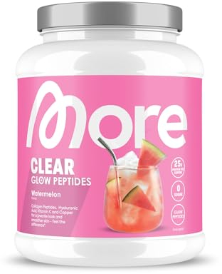 MORE Clear Glow Peptides, Wassermelone, 600 g, unterstützt Muskeln, Haut, Gelenke, Sehnen und Bänder - made in Germany