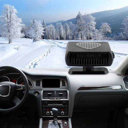 Riloer Calefacción portátil para coche 2 en 1, descongelador de calentamiento rápido, ventilador de enfriamiento de coche caliente y frío de refrigeración de aire calefactor coche mechero