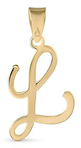 Amberta Colgante Inicial para Mujer Hombre en Oro de 9 K | Colgante Letras de Oro | Colgantes Mujer Oro | Colgante Oro Sin Cadena: Colgante Letra L Oro