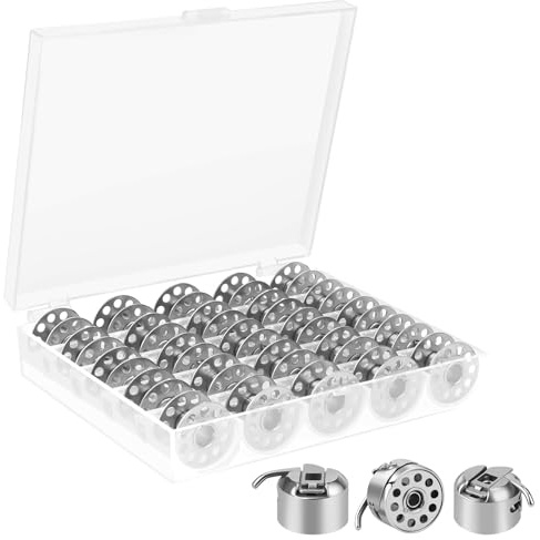Bobine per Macchina da Cucire Domestica,Set da 25 Bobine Metalliche con Scatola et 3 Custodia per Spolina Accessori Macchine per Cucire