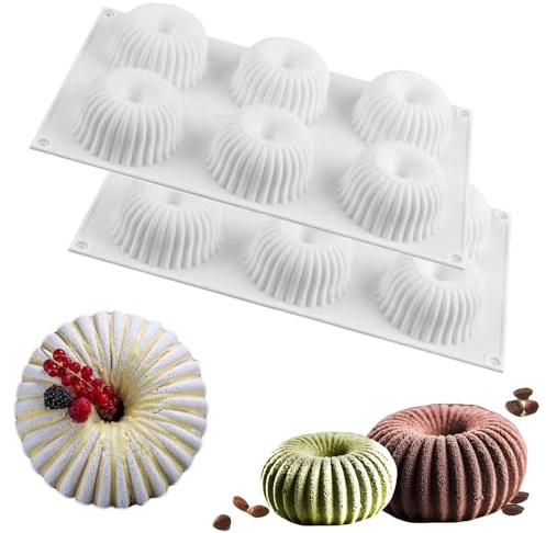 2 Stück Mini Gugelhupfform Silikon,Donuts Backform, Silikon Backformen, Klein Gugelhupf Backform Wiederverwendbar Silikonformen für Kuchen, Schokolade Mould Kuchen Dekoration Werkzeuge Backformen
