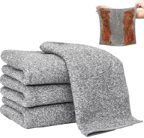 Rurunklee Asciugamani per la pulizia della cucina, in fibra di carbone, strofinacci per lavare i piatti, 4 pezzi, per la pulizia della casa, soggiorno, cucina, asciugamani