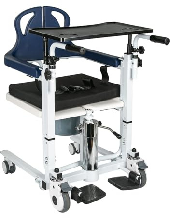 Hydraulic Patient Lift Transfer Chair for Home,Patient Chair Hydraulic Transferred Lift Wheelchair,180°Split Seat for Elderly with Commode & Seat Cushion from Bed to Shower/Toilets/Cars