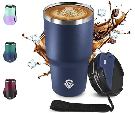 Bicchiere Termico 600ml 20oz, Borraccia Termica in Acciaio Inox, Tazza Termica con Doble Pared Reutilizable, sin BPA, Tazza da Viaggio per Caffe, Termos Caffè para Viajes, Oficina, Deporte, Escuela