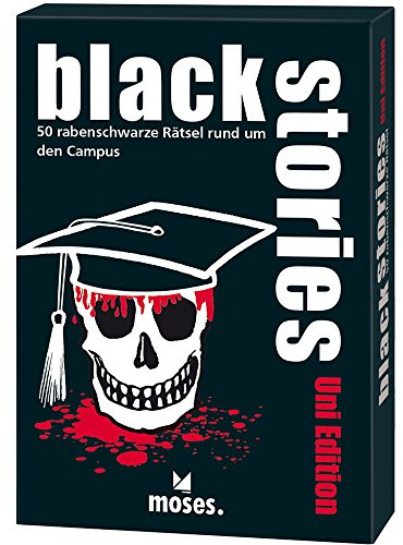 moses. black stories - Uni Edition | 50 rabenschwarze Rätsel | Das Krimi Kartenspiel