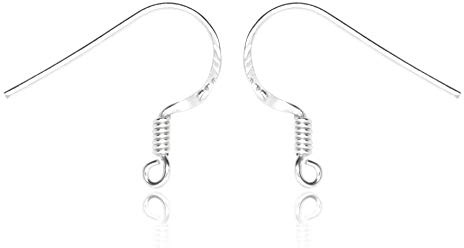 French Wire Earring Hooks 5 Pairs Jewellery Findings Nickel-Free 925 Sterling Silver, 15mm