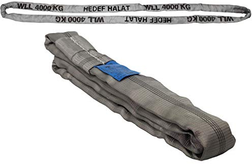 Rundschlinge 4000kg Tragkraft, 4m Umfang, endlos mit Polyesterkern, Hebegurt Hebeband, Grau