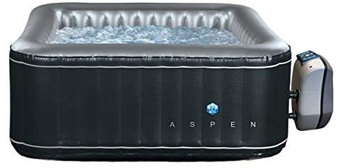 N NETSPA, Spa Gonflable Carré Aspen 4 Places, SP-ASP130D, Jacuzzi Portable avec Chauffage, Pompe de Filtration de l'eau et Panneau de Contrôle, Température Max. 42 °C, Volume 700l, 168x70cm Noir
