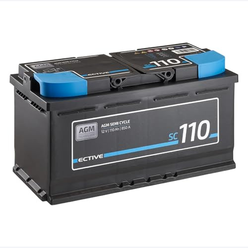 ECTIVE AGM Semi Cycle Batterie SC110 12V 110Ah 850A, Boote, Van, Camper | Starterbatterie & Versorgungsbatterie wartungsfrei, VRLA Start- & Aufbaubatterie für Autos, Zuverlässige Agm-technologie
