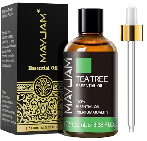 MAYJAM Tea Tree Essential Oil - 100ML Tea Tree Oil, for Nail Fungus, Hair, Face, Skin & Nails Care, for Aromatherapy & Diffuser