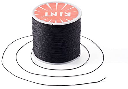 Cheriswelry Cordoncino in poliestere cerato, 160 metri, filo intrecciato rotondo da 0,45 mm, per perline con rocchetto, per gioielli fai da te, macramè, nero