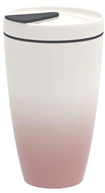 Villeroy & Boch To Go Becher S powder, 2-teilig, 290 ml, Premium Porzellan/Silikon, Weiß/Rosa, 1 Stück (1er Pack)