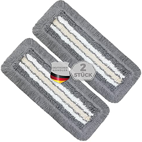 Okaei 2 Stück Wischmopp Bezug (40 cm) - Bodenwischer-Wischbezug für Krankenhäuser & Pflegeeinrichtungen - Wischer-Bezug mit Optimalen Gleiteigenschaften für Ergonomisches Arbeiten - Grau