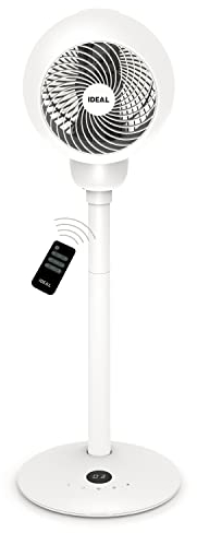 IDEAL Ventilator FAN1, horizontale (90°) und vertikale (60°) Oszillationsfunktion, höhenverstellbar Standventilator oder Tischventilator, 4 Lüfterstufen, leise (30dB), Fernbedienung, Timerfunktion