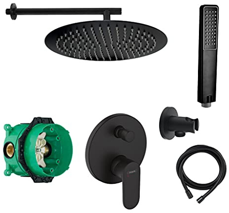 vanvilla Duschsystem Unterputz mit Duscharmatur Hansgrohe schwarz HGS10