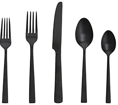 Fortessa Nomad Couverts en acier inoxydable brossé mat Noir 20 pièces Service pour 4 personnes