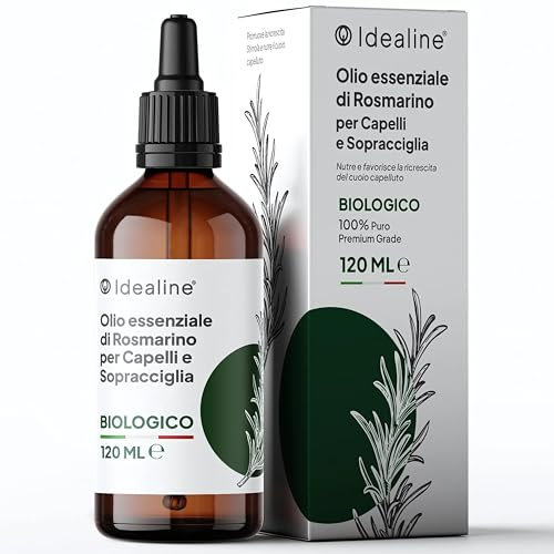 Olio di Rosmarino per Capelli, Sopracciglia e Ciglia 120ml, 100% Naturale, con Jojoba e Cocco, per Crescita e Nutrimento Cuoio Capelluto, Biologico, Olio per Capelli Made in Italy