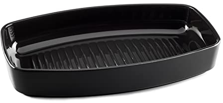 ESPRIT DE CUISINE - Plat À Four Poisson En Céramique - Cuisson Homogène - Émail Résistant Aux Rayures - Facile À Nettoyer - Made in France - 4,2L - 40x25x6,5cm Extérieur - Fusain Mat Noir