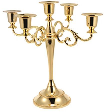 SOLUSTRE Goldener Kerzenständer Aus Fünf Kunstkerzenhalter Für Hochzeit Und Party Kerzenständerzubehör Für Restaurant Und Hotel Dekoration Für Wohnkultur