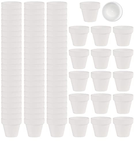 Lot de 80 petits pots en argile blanche de 5,3 cm en terre cuite pour pots de fleurs en céramique - Idéal pour les jardinières, les cactus, les plantes, les travaux manuels, les cadeaux de mariage