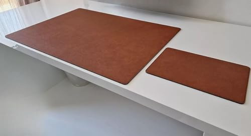 PM Schreibtischunterlage Just Leder mit Mauspad in 3 Grössen und in 7 Farben (Cognac Braun, 70cm x 50cm)
