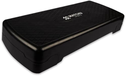 MATCHU - Steppbrett Höhenverstellbar für Fitness - Einstellbar in 9 und 14 CM - Höchstgewicht: 200 KG - Anti-Rutsch-Oberfläche - Kunststoff - Schwarz