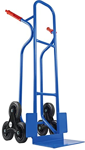 Trestles Profi Sackkarre 250kg Treppensteiger Sackkarre Vollgummireifen Sackkarren Transportkarre Treppensackkarre Treppenkarre S04HS blau | Stabiler Stahlrahmen | große Schaufel | Sicherheitsgriffe