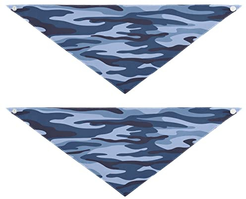 2 Stück Hundehalstuch, Blau Camo Camouflage Haustier Bandana für Hund Katze Halstuch waschbar Haustier Dreieck Lätzchen Hundeschal Urlaub Zubehör für Welpen Katzen Hunde, Groß