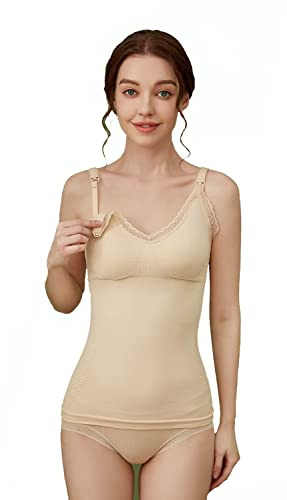 Dreamburn Womens Nursing Tank Tops Built in Bra for Breastfeeding Maternity Camisole Brasieres