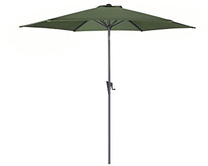 Parasol de jardin droit inclinable Manivelle Ø 300 cm en Aluminium et acier - kaki