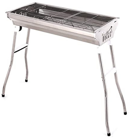 Tragbarer BBQ-Grill Rostfreier Stahl Holzkohle-Barbecue-Grill Klappbarer Camping-Grill Macht Saftigen Lamm-Schaschlik, Schaschlik, Spiedini-Spieß Für Outdoor-Camping Grillen Picknicks Kekse Party ( Si