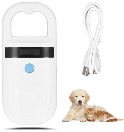 Pet Mikrochip Lesegerät, RFID Portables Tierchip ID Scanner wiederaufladbarer Tag Scanner mit Datenspeicherung OLED Display EMID FDXB ISO11784 11785 Chip Registrierung Hunde Haustier Katzen