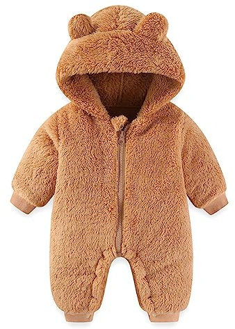 AiWMGL Newborn Baby Bear Outfit Suit 0-3 Months Girls Boys Fleece Jumpsuit Romper Hooded Winter Snowsuit Clothes