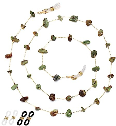 ERNAULO Glasses Chain for Women Eye Glasses Holders Around Neck Natural Crystal Eyeglasses Strap Sunglass Chains for Women EC-Natural Stone