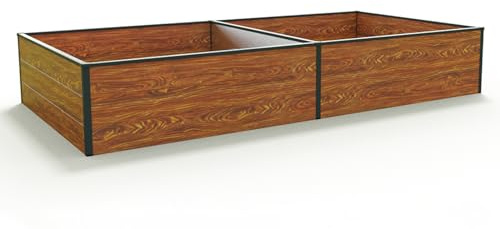 GFP Orto rialzato HALFSIZE in alluminio - Aiuola rialzata salvaspazio e stabile in aspetto legno - 235 x 119 x 39 cm