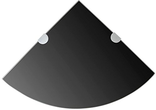 BaraSh Eckregal mit verchromten Halterungen Glas Schwarz 35 x 35 cm Fernsehtisch Schmal Tv Corner Glass Table