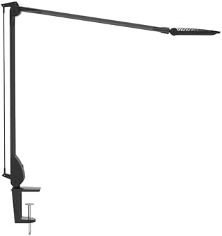 MAUL Schreibtischleuchte MAULoptimus | Schreibtischlampe aus Aluminium mit Klemmfuß | Farbtemperatur stufenlos einstellbar | Moderne, drehbare Lampe für Büro und Schreibtisch | Anthrazit