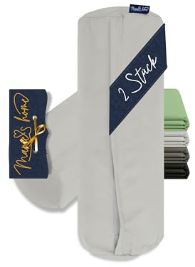 Marie´s Home 2 Stück Kissenbezug Velvety Soft Bezug für Nackenrolle 1615.2355, ca. 40 x 15 cm, Silber